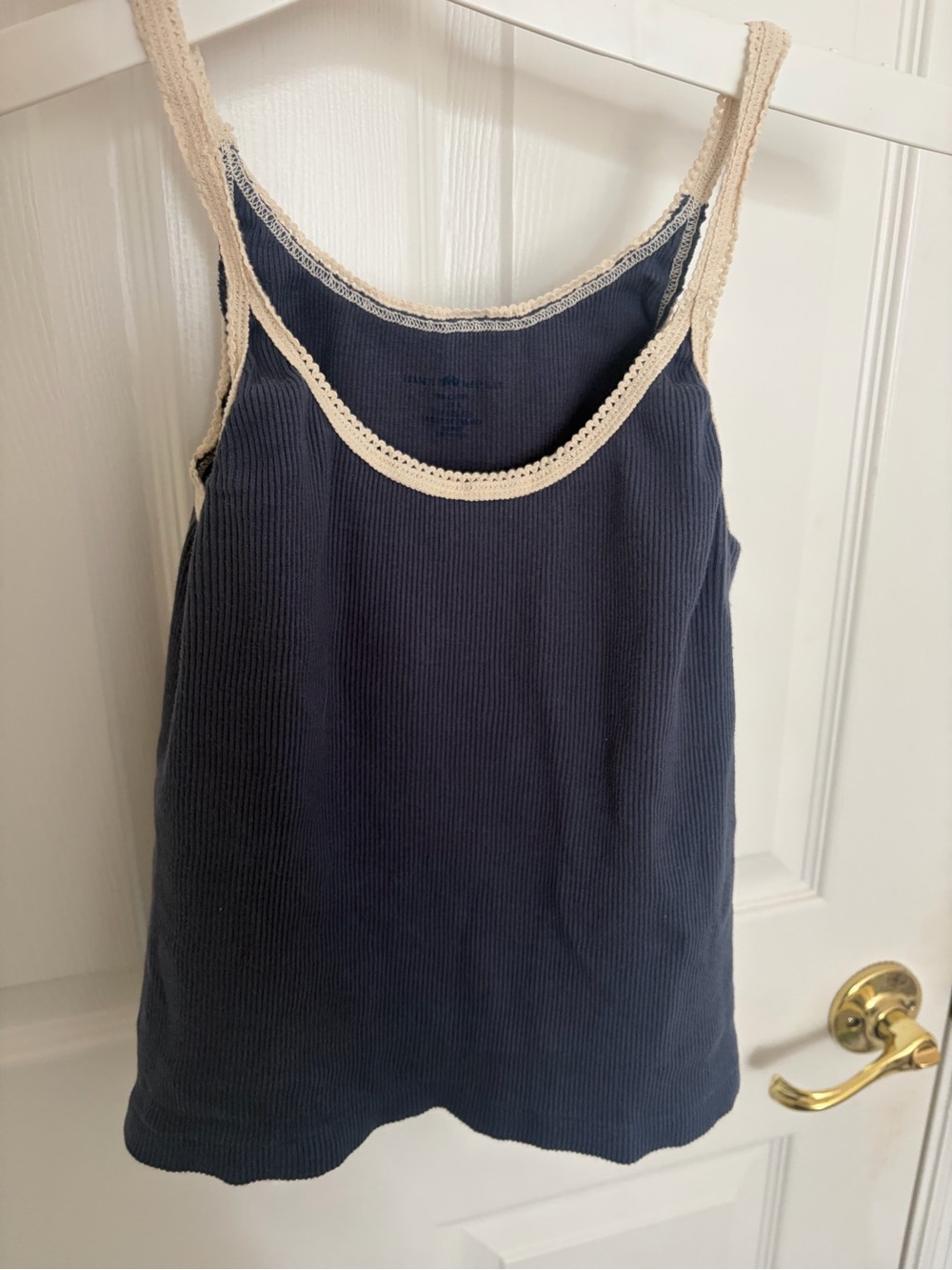 Brandy Melville Navy Tank with Cream Trim